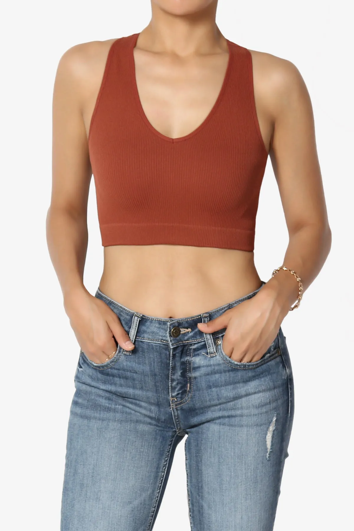 Daliyah Ribbed Seamless Halter Bra Top