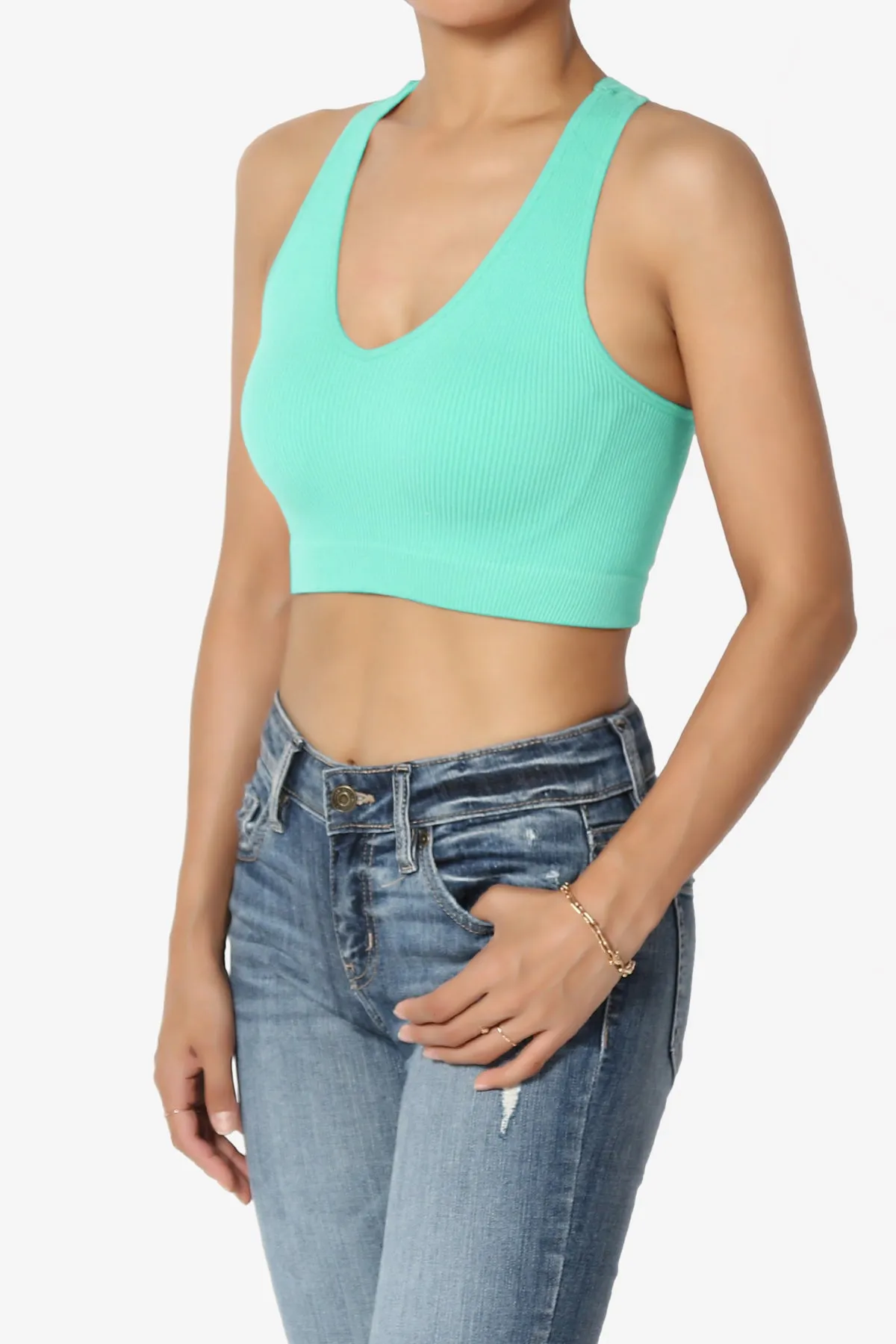 Daliyah Ribbed Seamless Halter Bra Top
