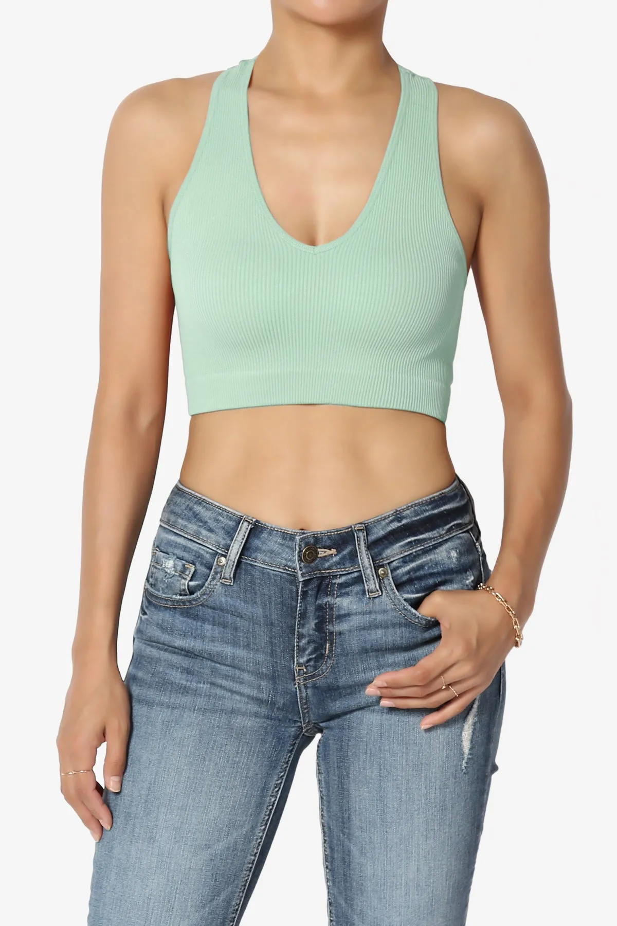 Daliyah Ribbed Seamless Halter Bra Top