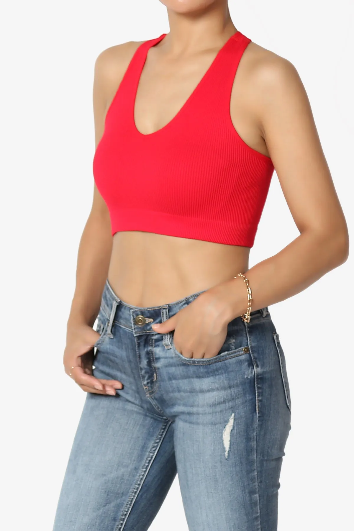 Daliyah Ribbed Seamless Halter Bra Top