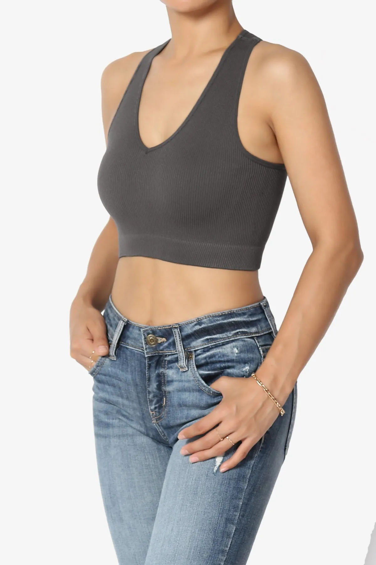 Daliyah Ribbed Seamless Halter Bra Top
