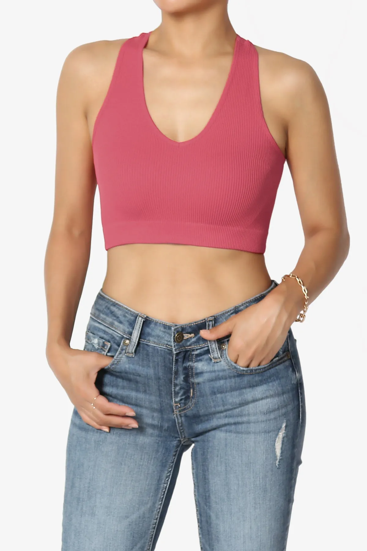 Daliyah Ribbed Seamless Halter Bra Top