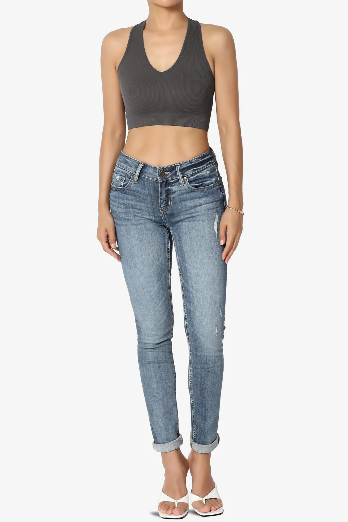 Daliyah Ribbed Seamless Halter Bra Top