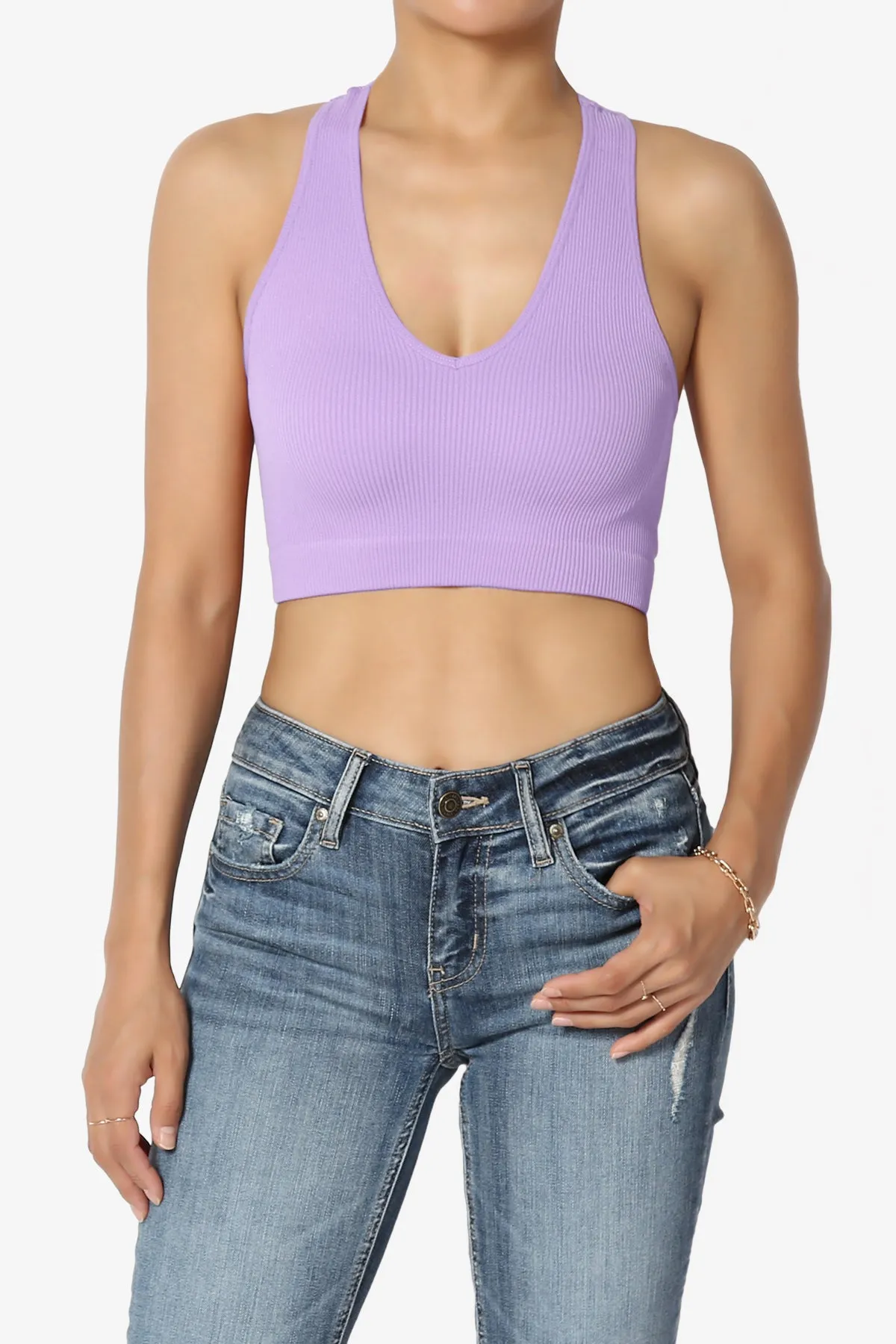 Daliyah Ribbed Seamless Halter Bra Top