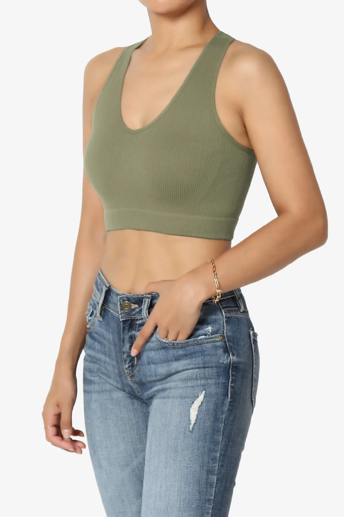 Daliyah Ribbed Seamless Halter Bra Top