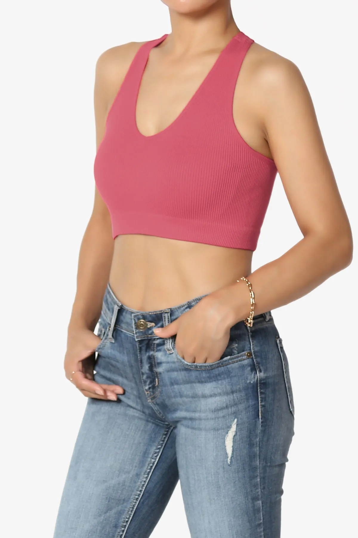 Daliyah Ribbed Seamless Halter Bra Top