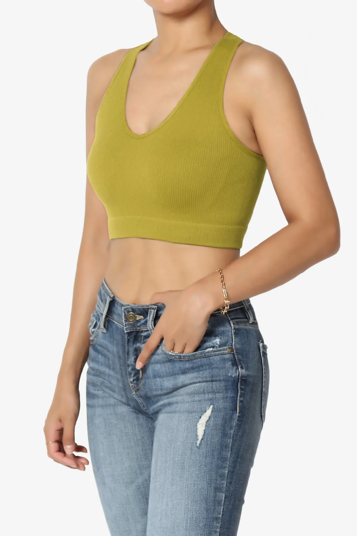 Daliyah Ribbed Seamless Halter Bra Top