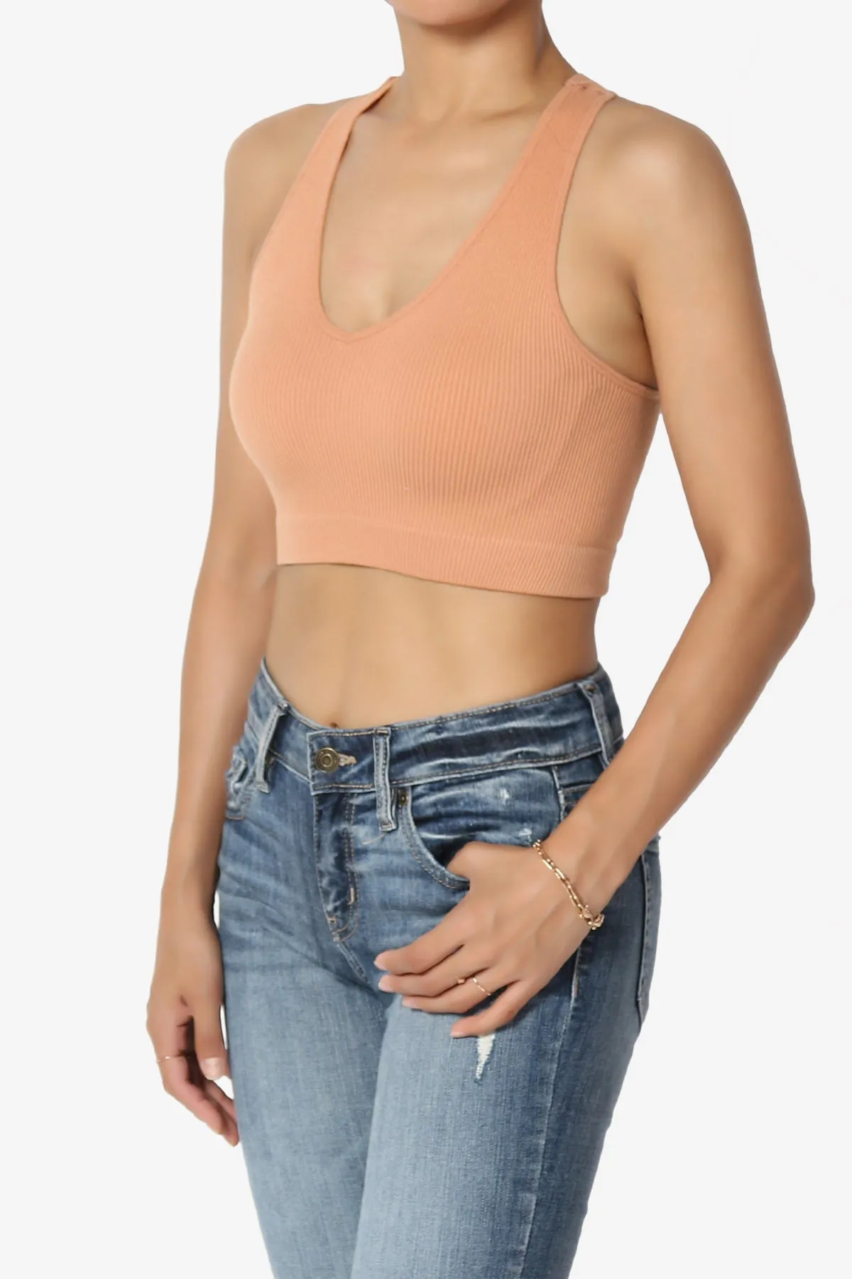 Daliyah Ribbed Seamless Halter Bra Top