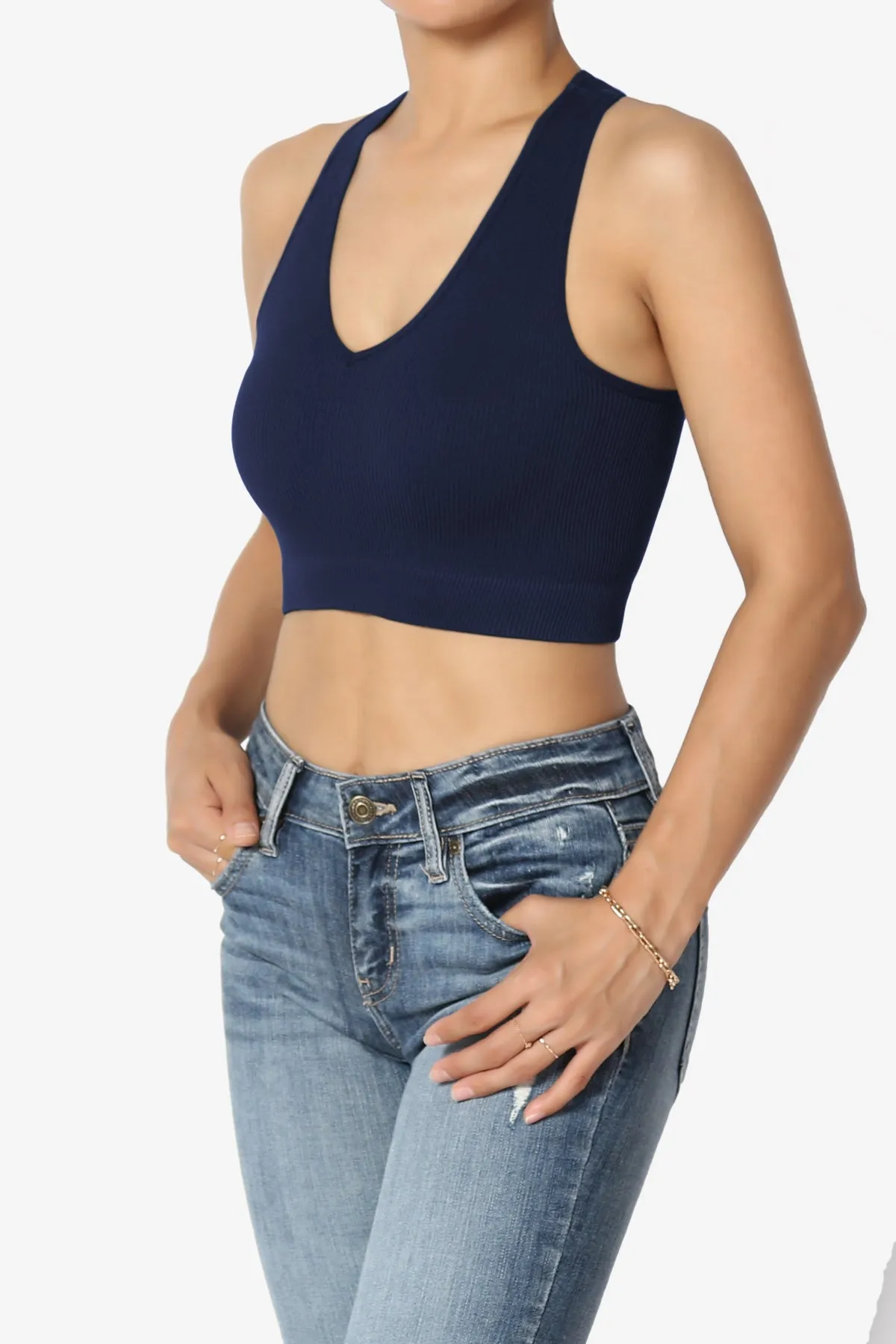 Daliyah Ribbed Seamless Halter Bra Top