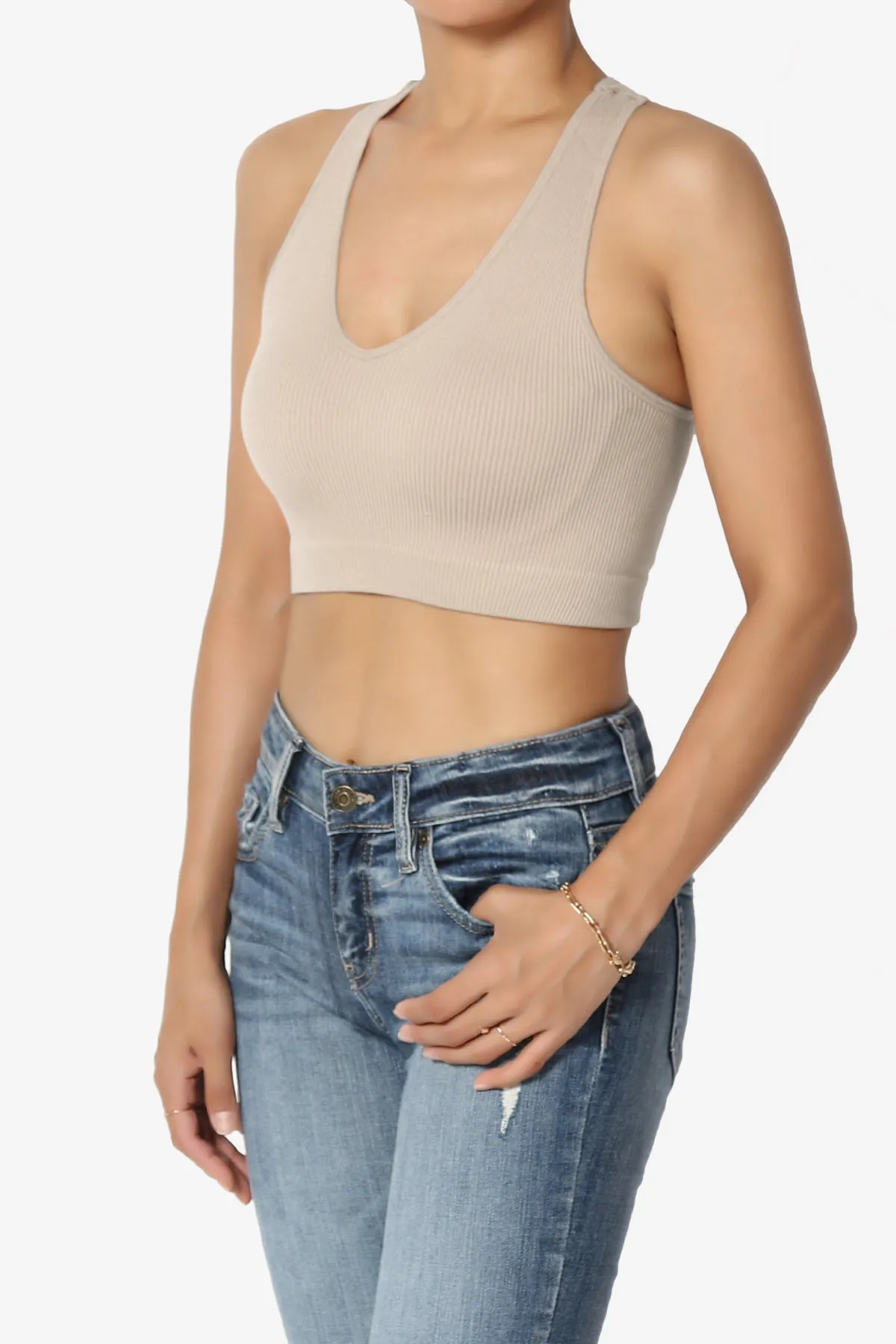 Daliyah Ribbed Seamless Halter Bra Top