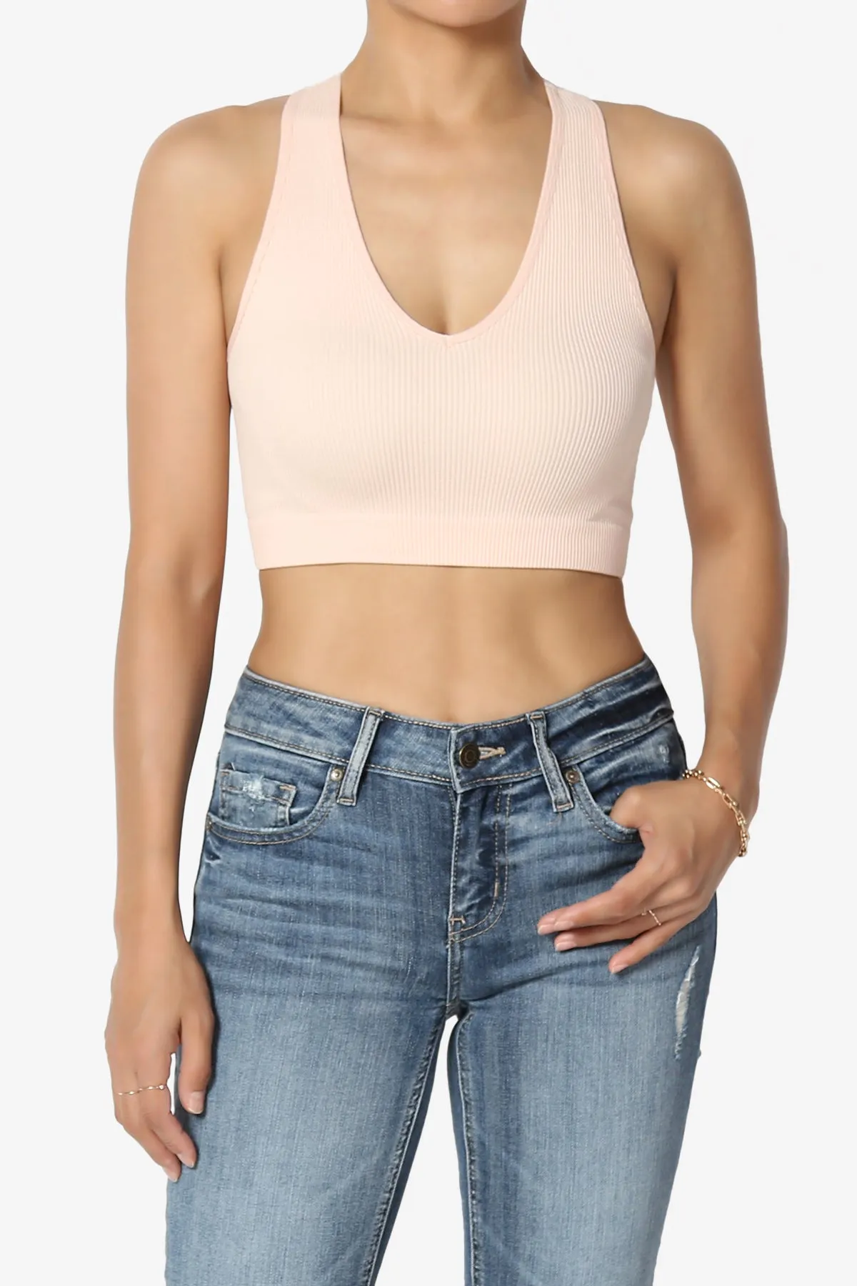 Daliyah Ribbed Seamless Halter Bra Top