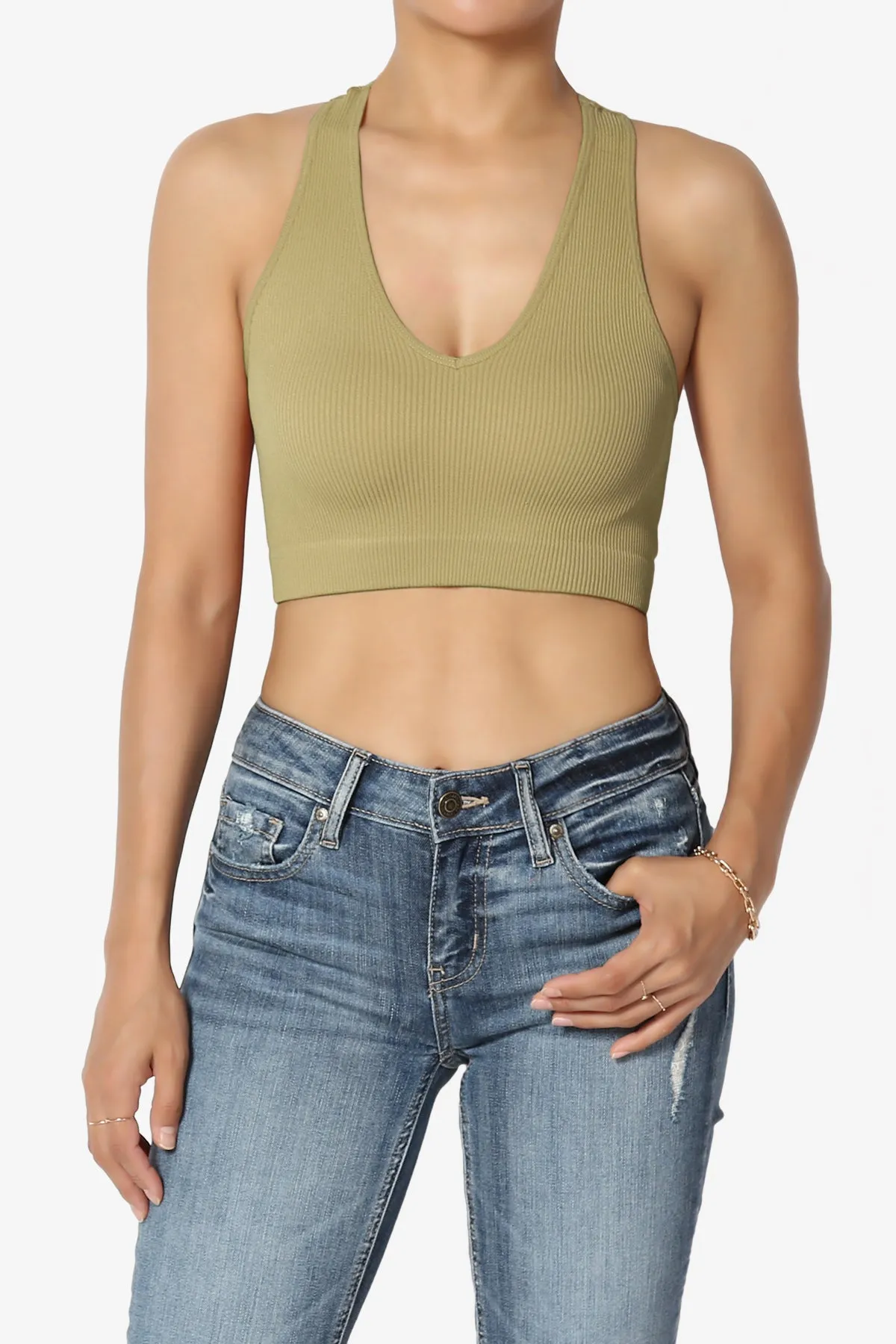 Daliyah Ribbed Seamless Halter Bra Top