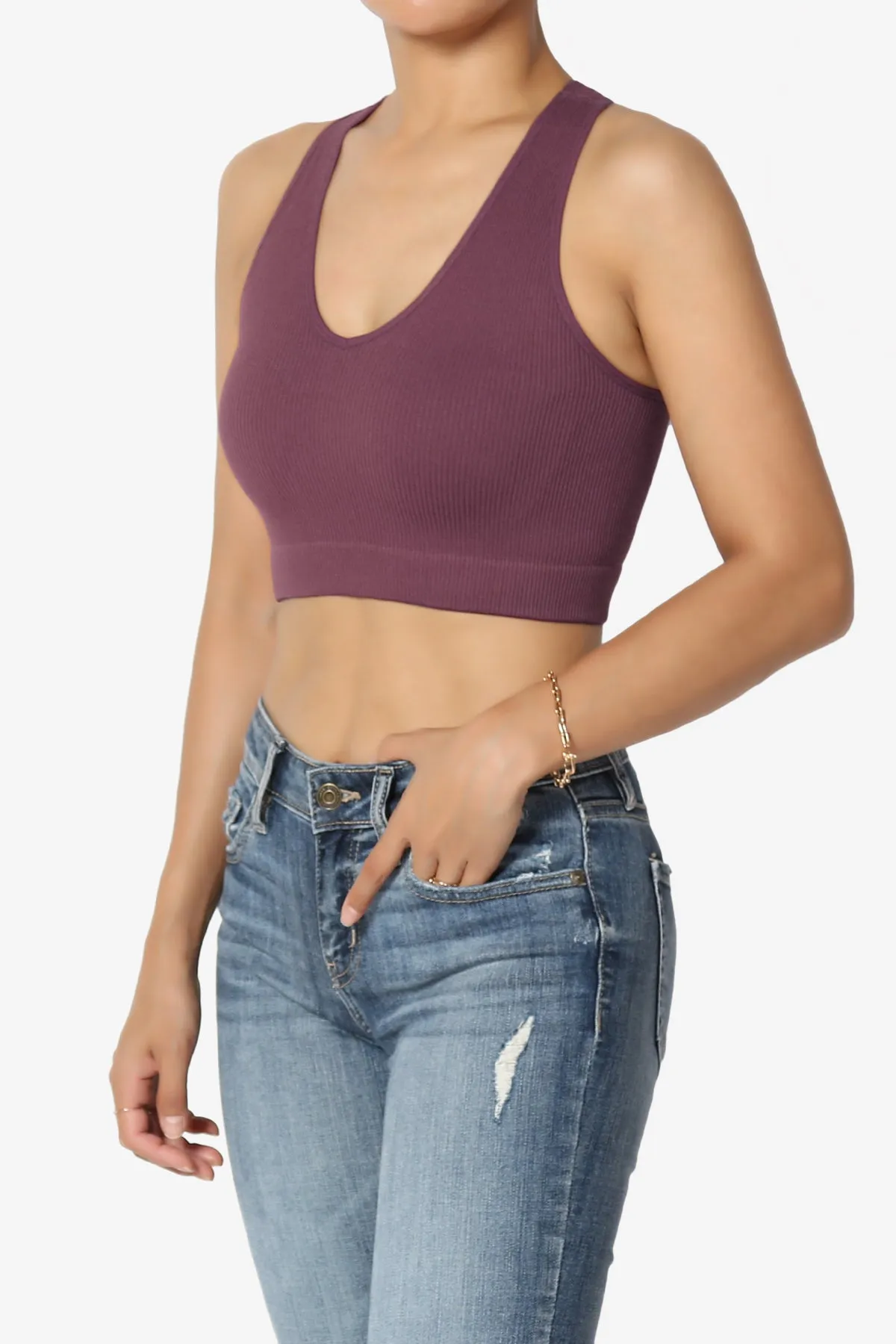Daliyah Ribbed Seamless Halter Bra Top
