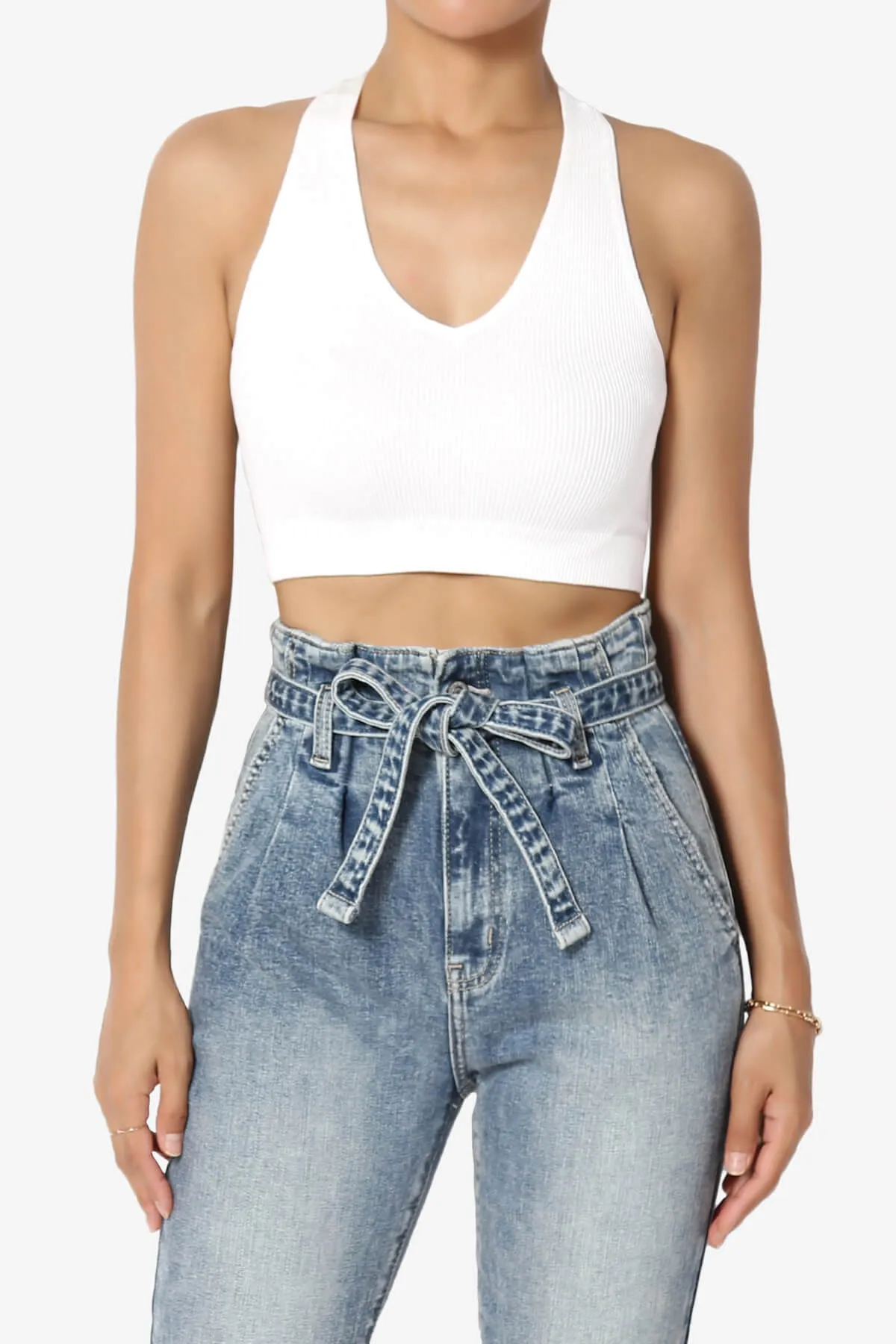 Daliyah Ribbed Seamless Halter Bra Top