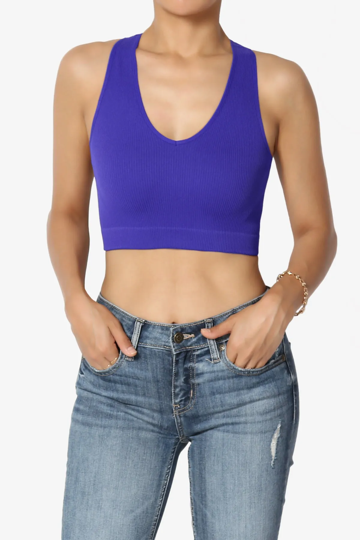 Daliyah Ribbed Seamless Halter Bra Top