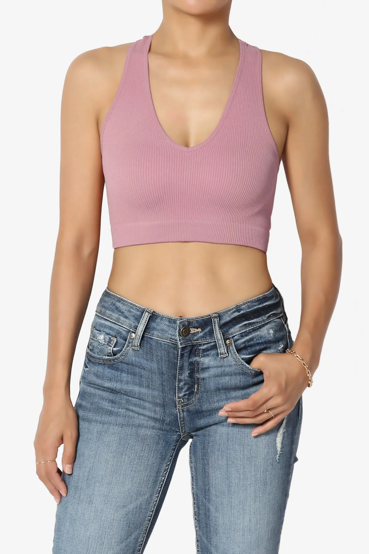 Daliyah Ribbed Seamless Halter Bra Top