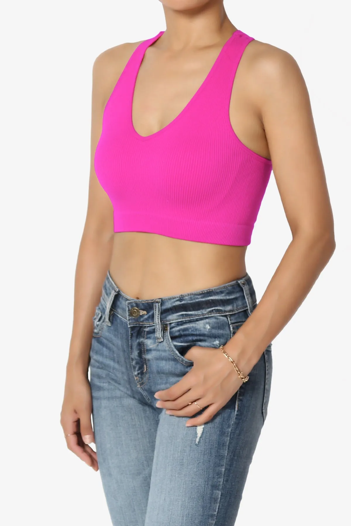 Daliyah Ribbed Seamless Halter Bra Top