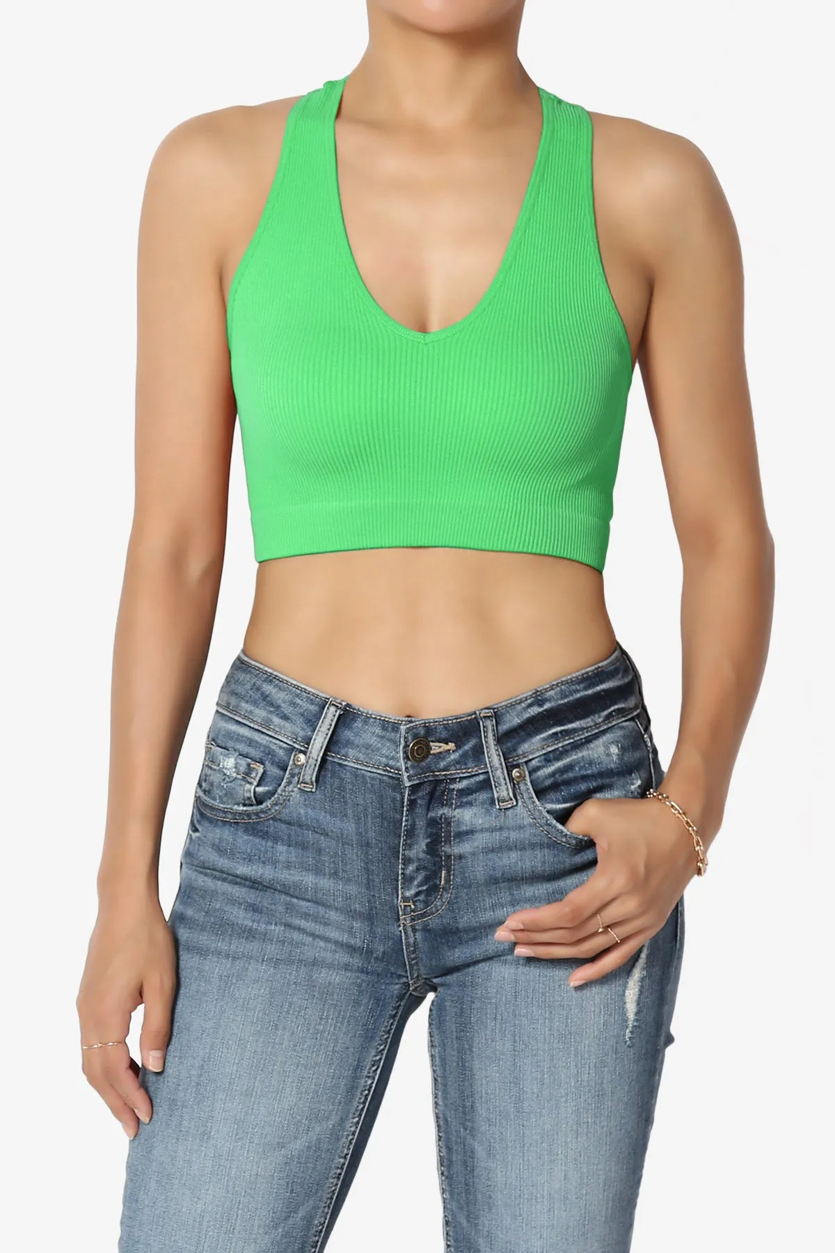 Daliyah Ribbed Seamless Halter Bra Top