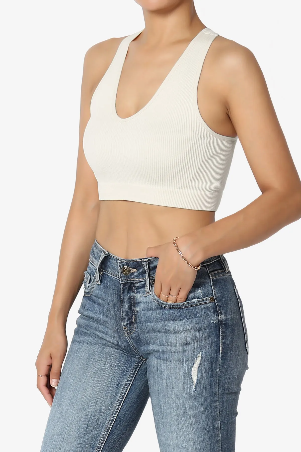 Daliyah Ribbed Seamless Halter Bra Top