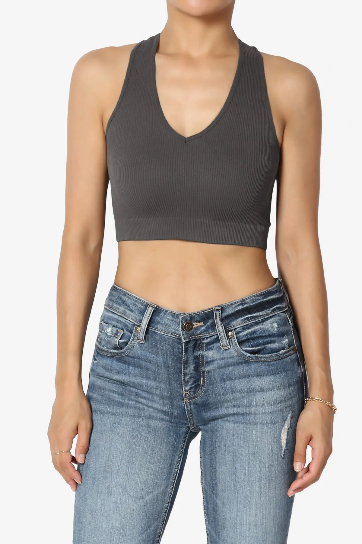 Daliyah Ribbed Seamless Halter Bra Top
