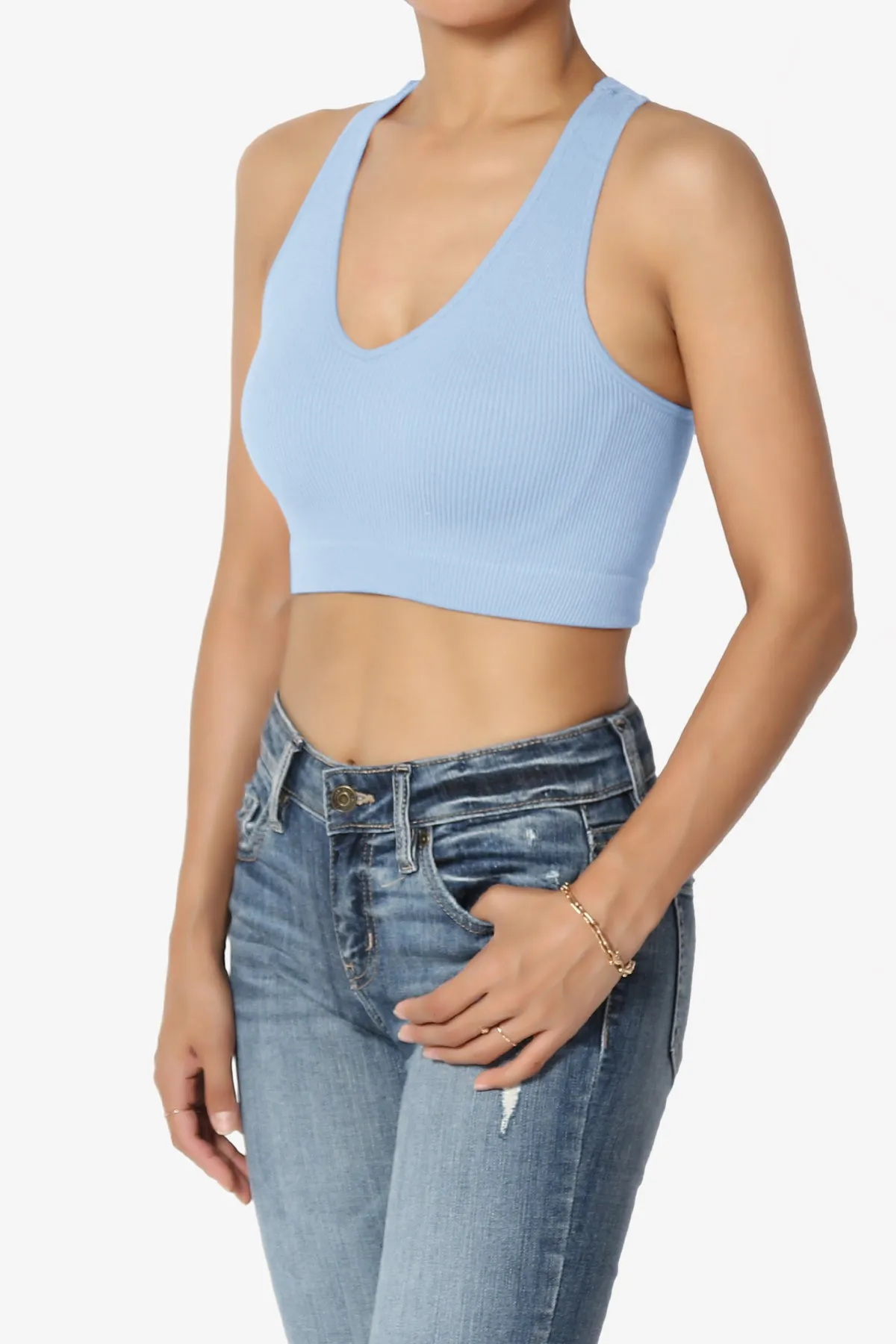 Daliyah Ribbed Seamless Halter Bra Top