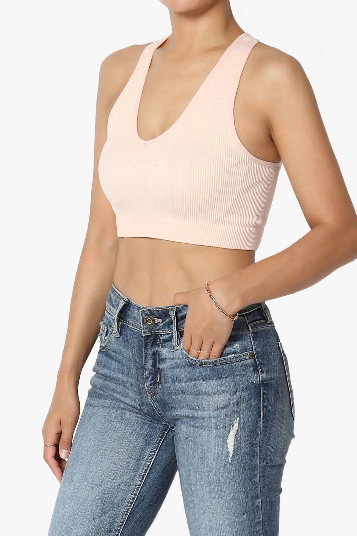 Daliyah Ribbed Seamless Halter Bra Top