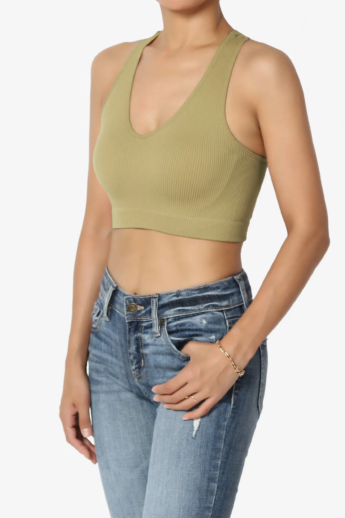 Daliyah Ribbed Seamless Halter Bra Top