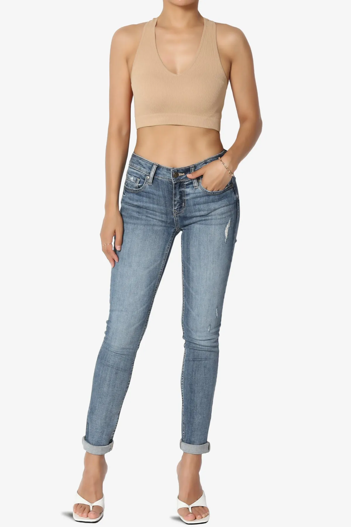 Daliyah Ribbed Seamless Halter Bra Top