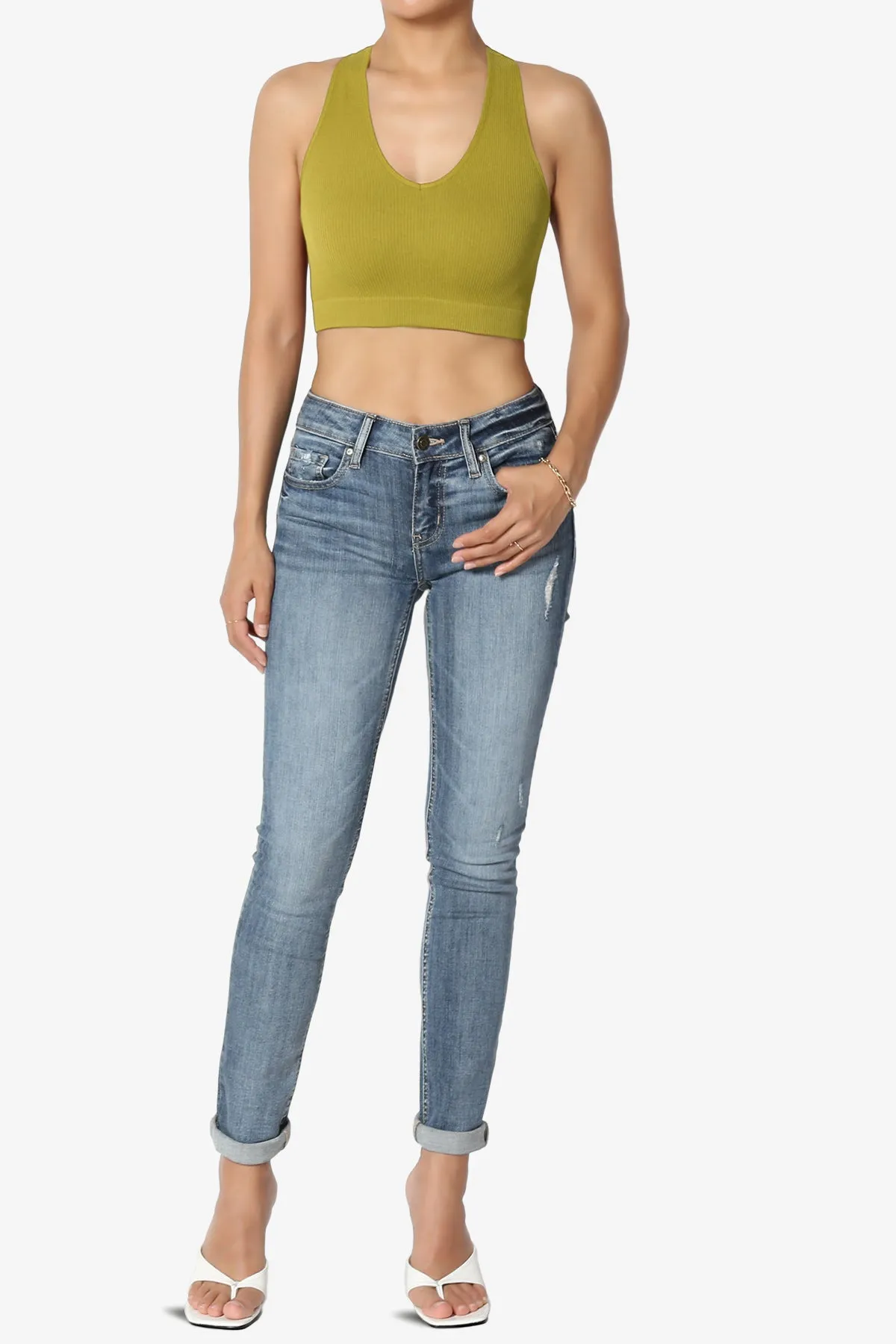 Daliyah Ribbed Seamless Halter Bra Top