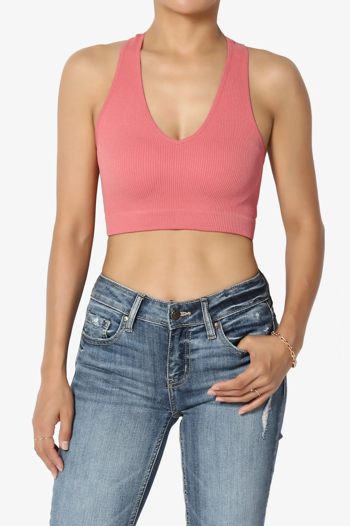 Daliyah Ribbed Seamless Halter Bra Top