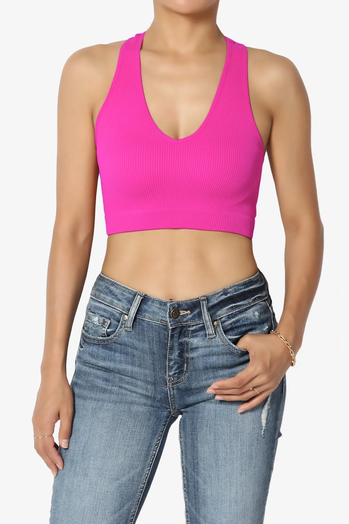 Daliyah Ribbed Seamless Halter Bra Top