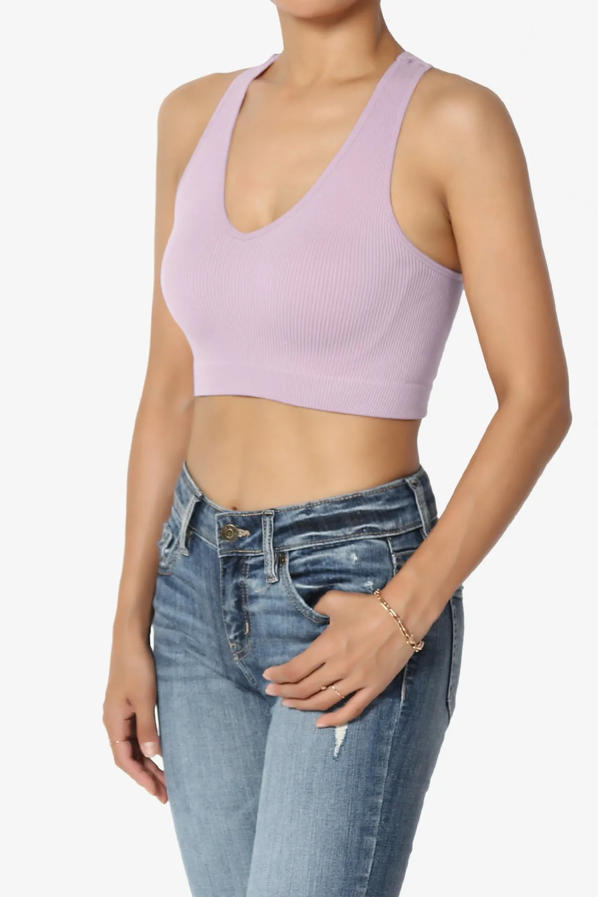 Daliyah Ribbed Seamless Halter Bra Top