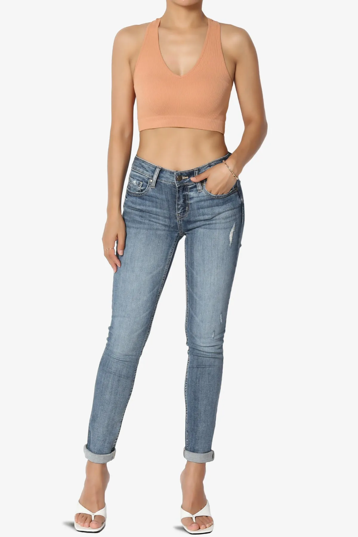 Daliyah Ribbed Seamless Halter Bra Top
