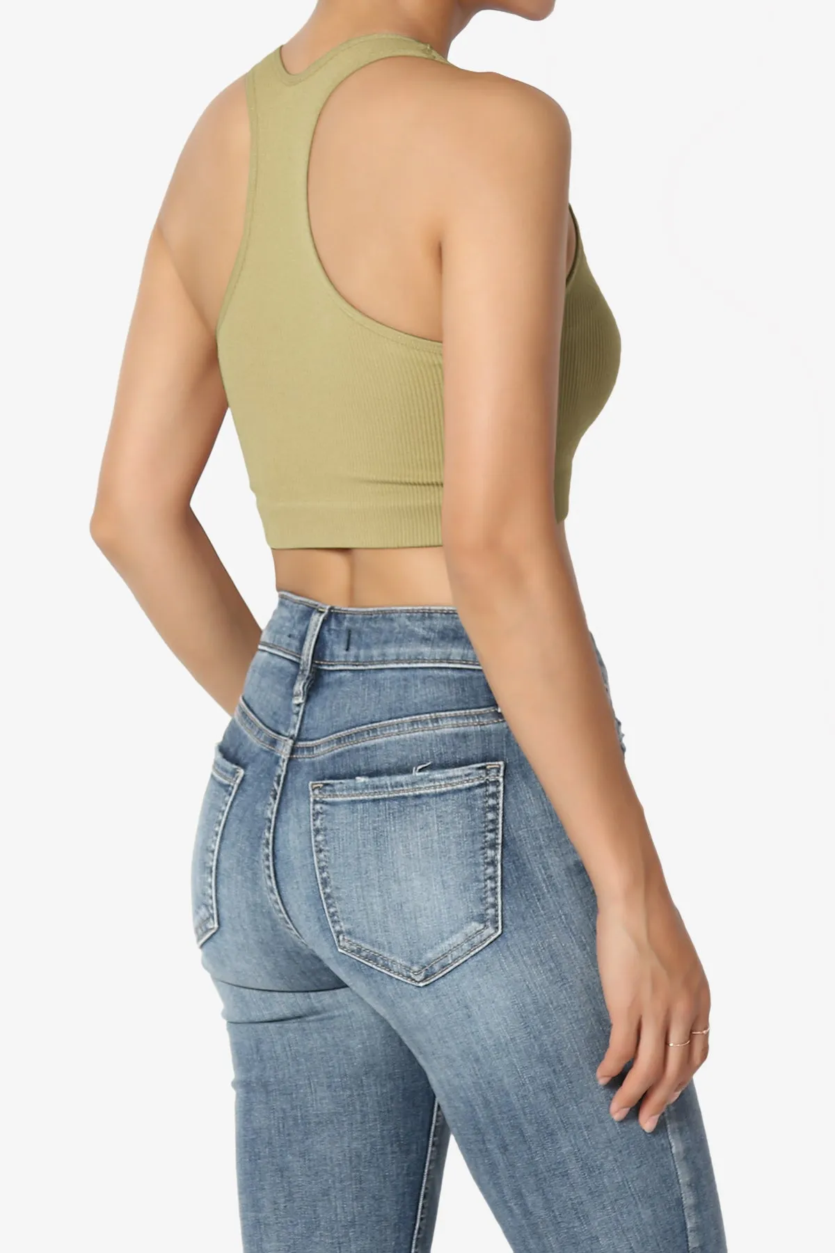 Daliyah Ribbed Seamless Halter Bra Top