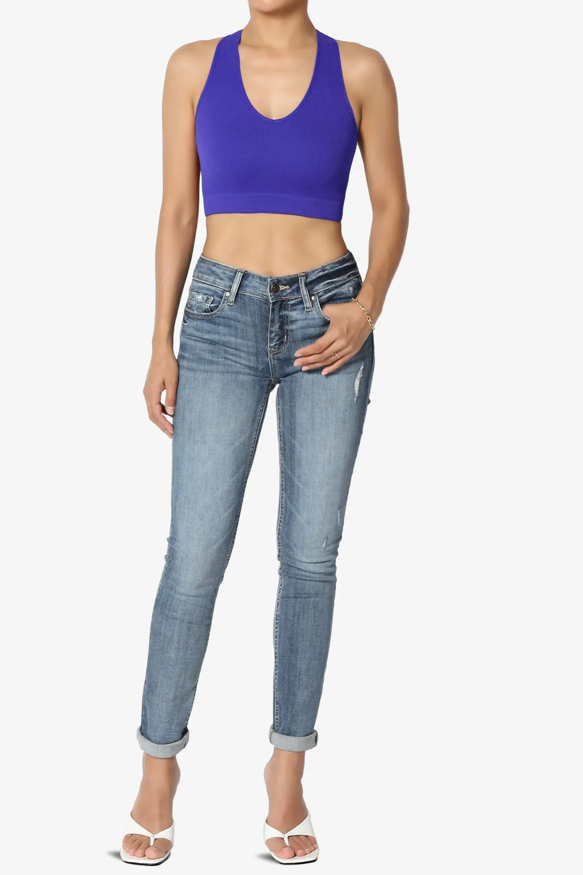 Daliyah Ribbed Seamless Halter Bra Top