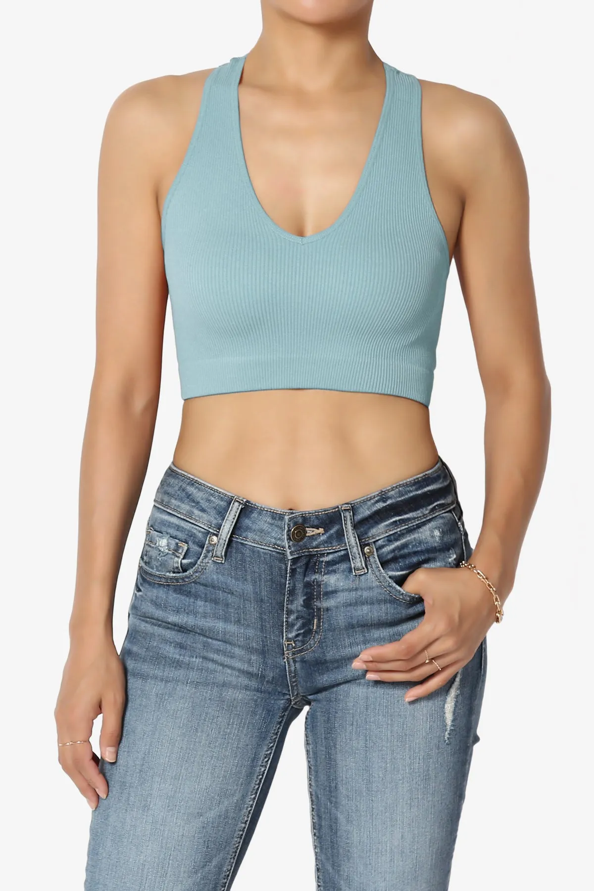 Daliyah Ribbed Seamless Halter Bra Top