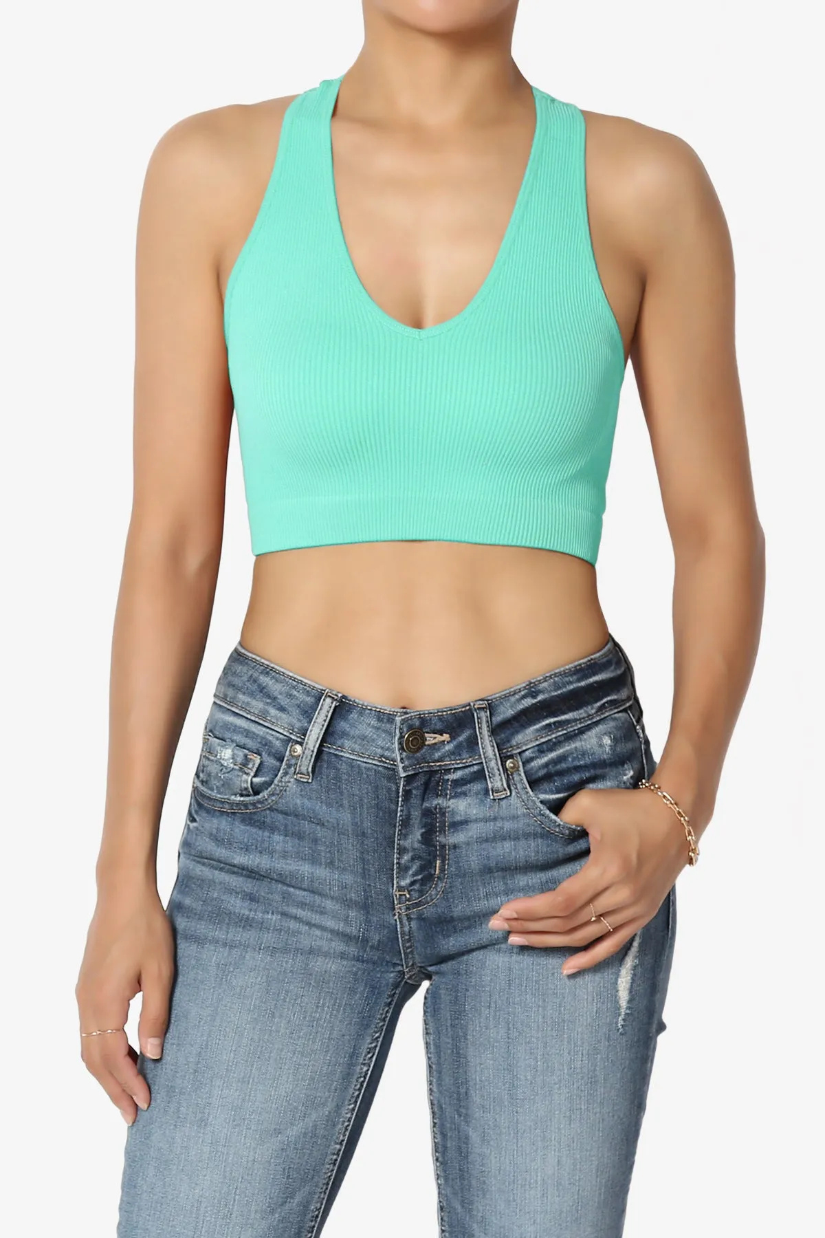 Daliyah Ribbed Seamless Halter Bra Top