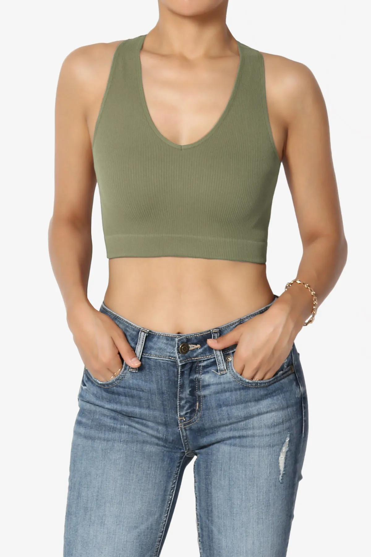 Daliyah Ribbed Seamless Halter Bra Top