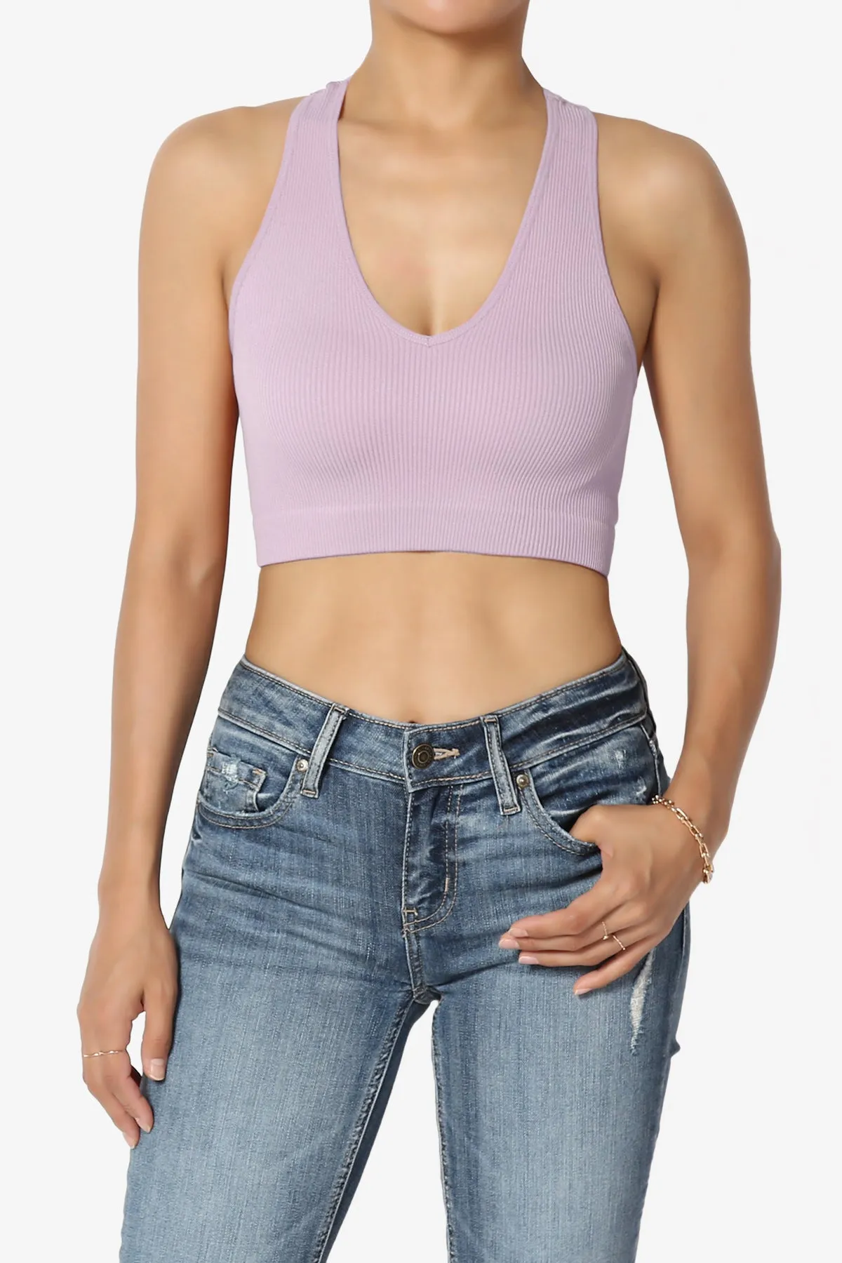 Daliyah Ribbed Seamless Halter Bra Top
