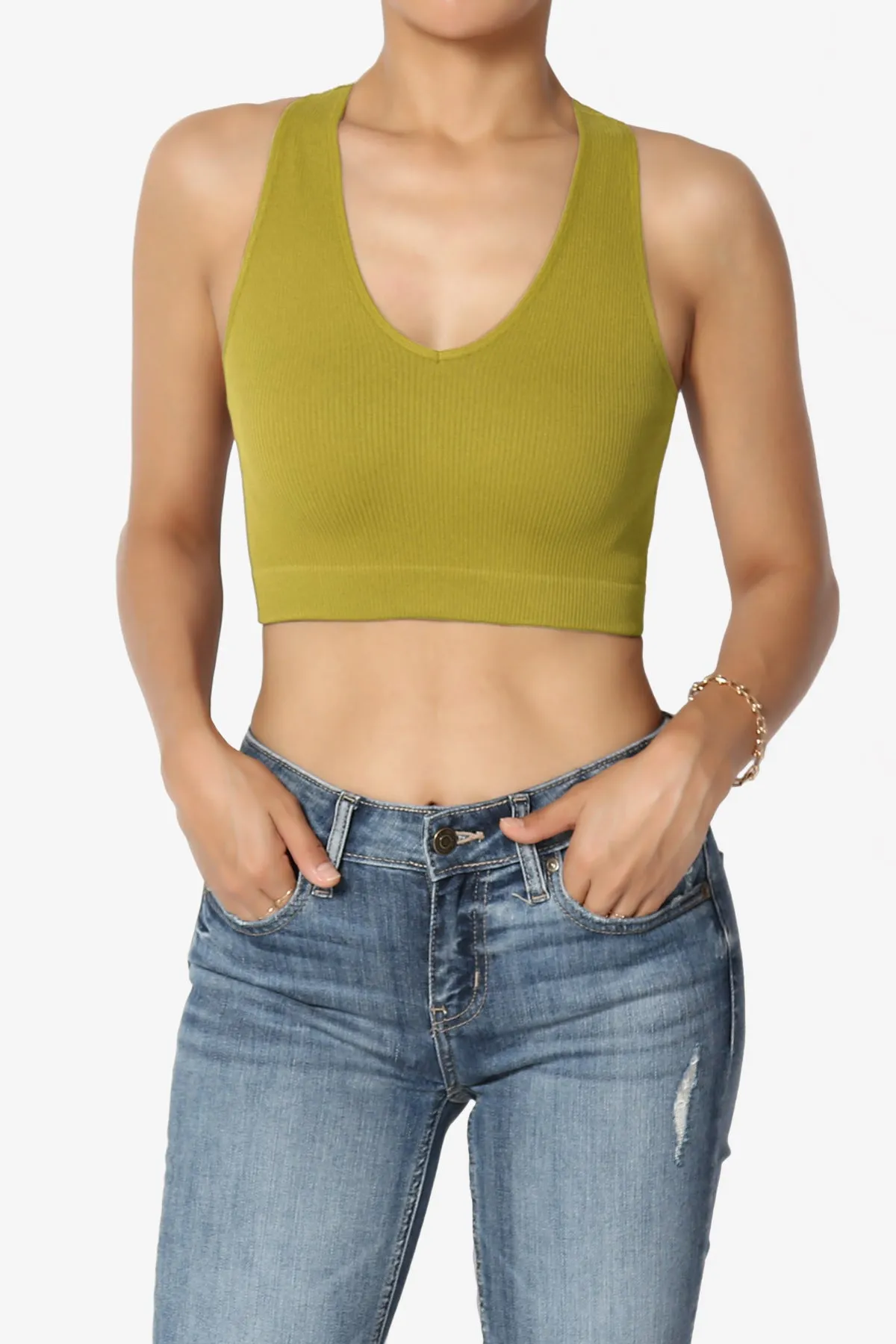 Daliyah Ribbed Seamless Halter Bra Top