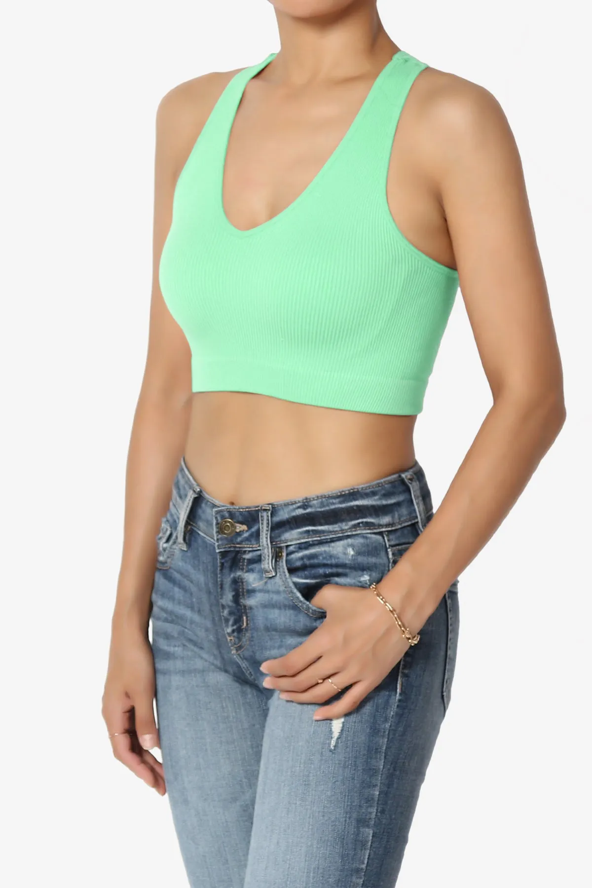 Daliyah Ribbed Seamless Halter Bra Top