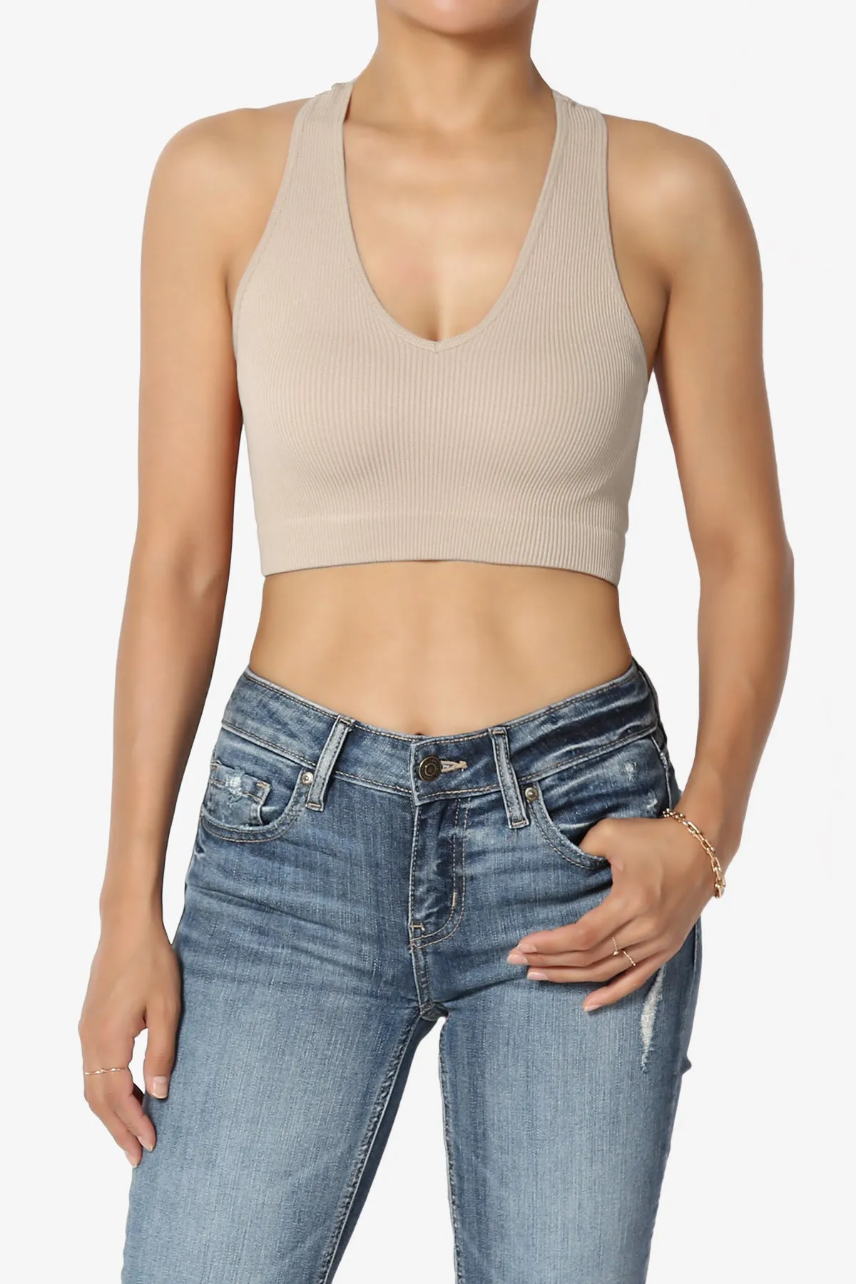 Daliyah Ribbed Seamless Halter Bra Top