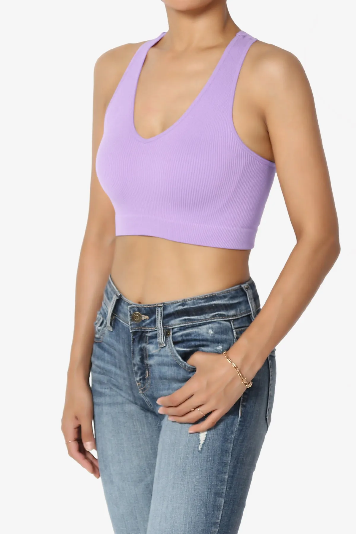 Daliyah Ribbed Seamless Halter Bra Top