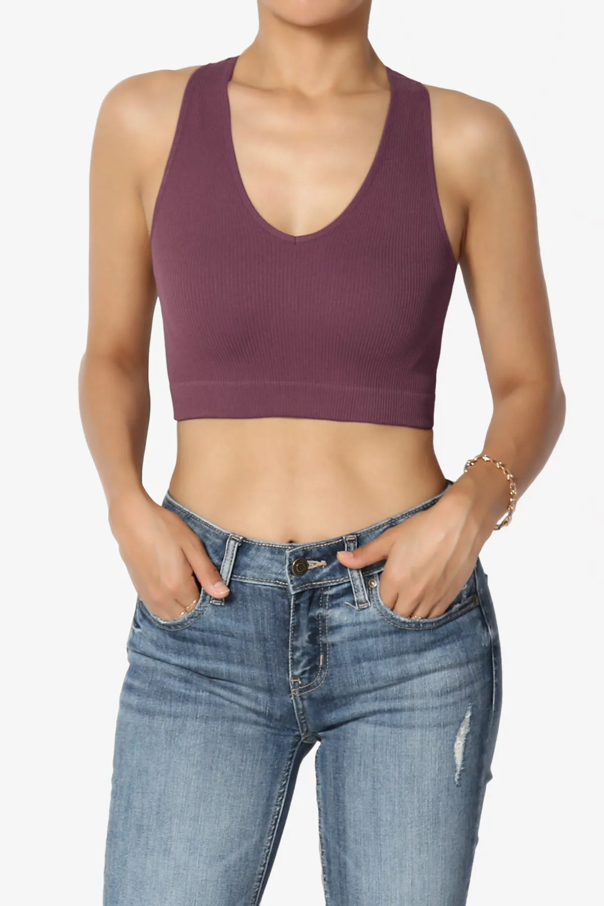 Daliyah Ribbed Seamless Halter Bra Top
