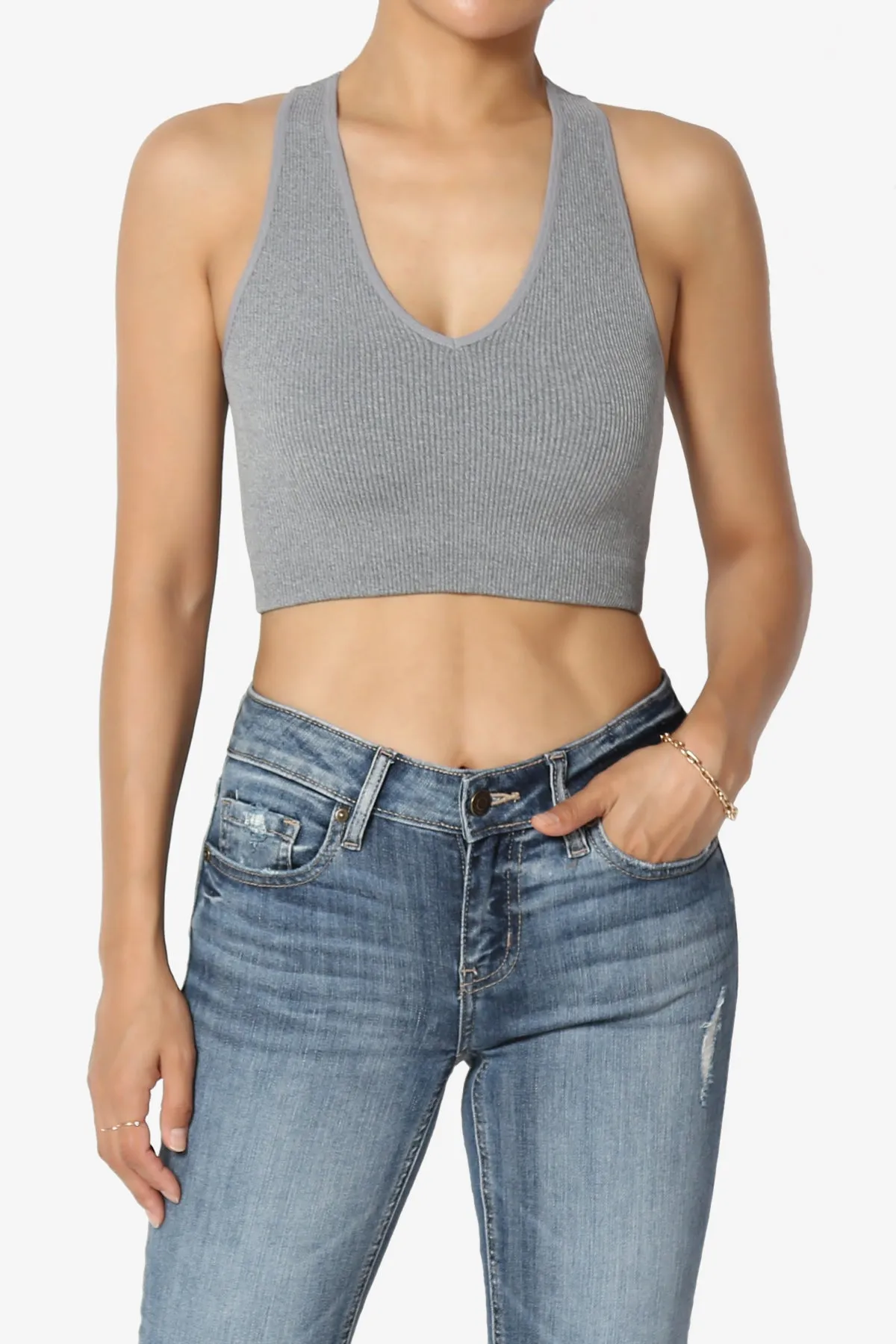 Daliyah Ribbed Seamless Halter Bra Top