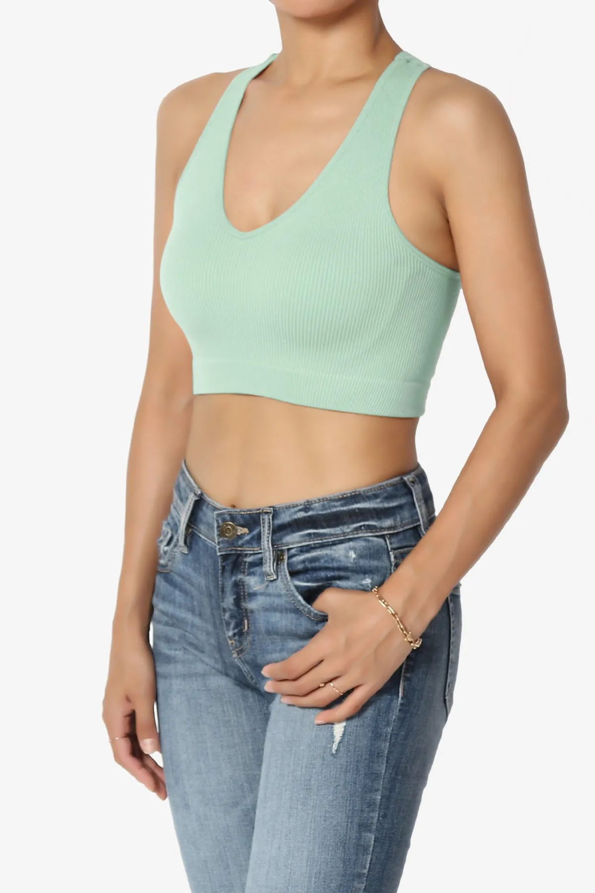Daliyah Ribbed Seamless Halter Bra Top