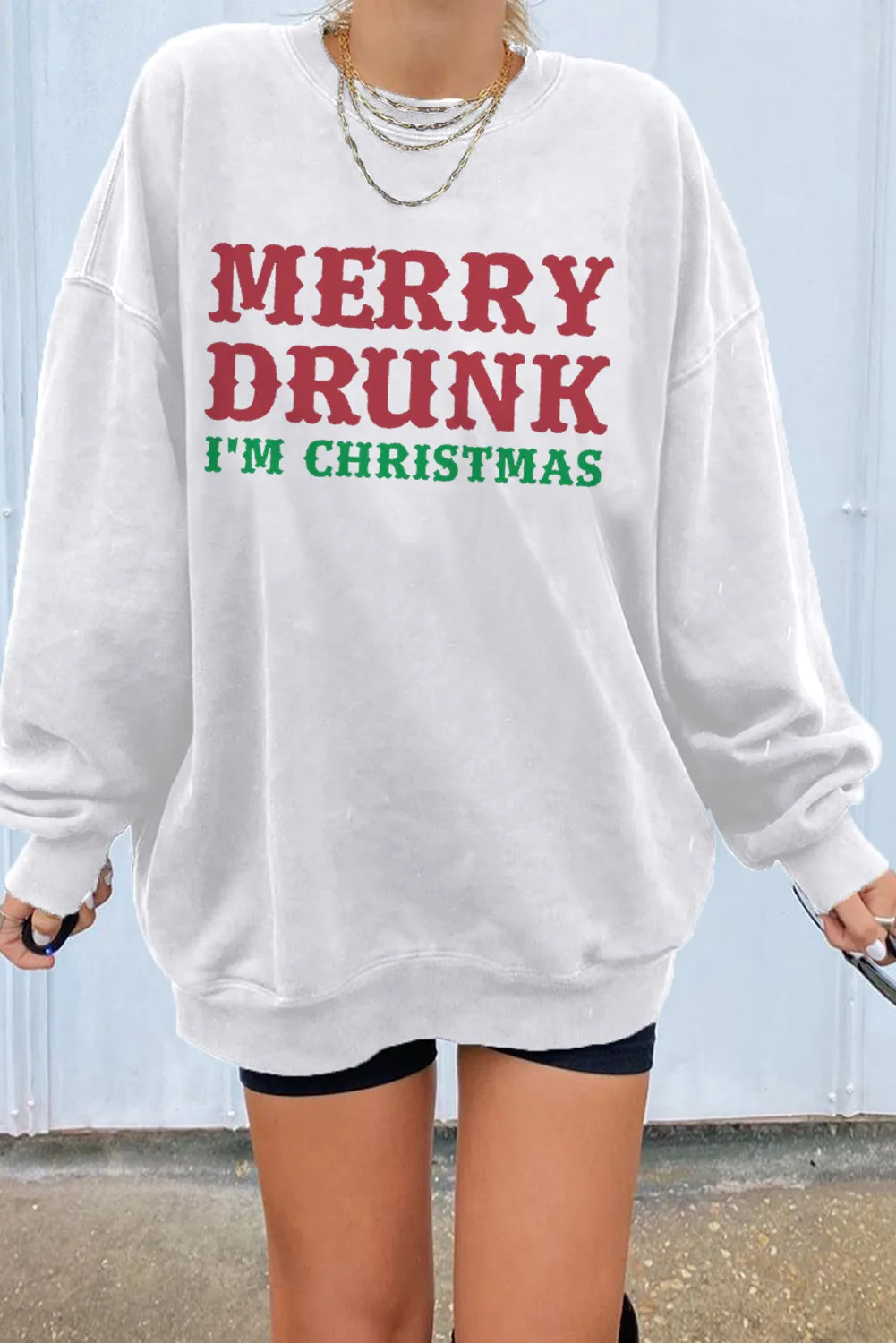 Dark Blue Oversized Solid Drop Shoulder Sweatshirt
