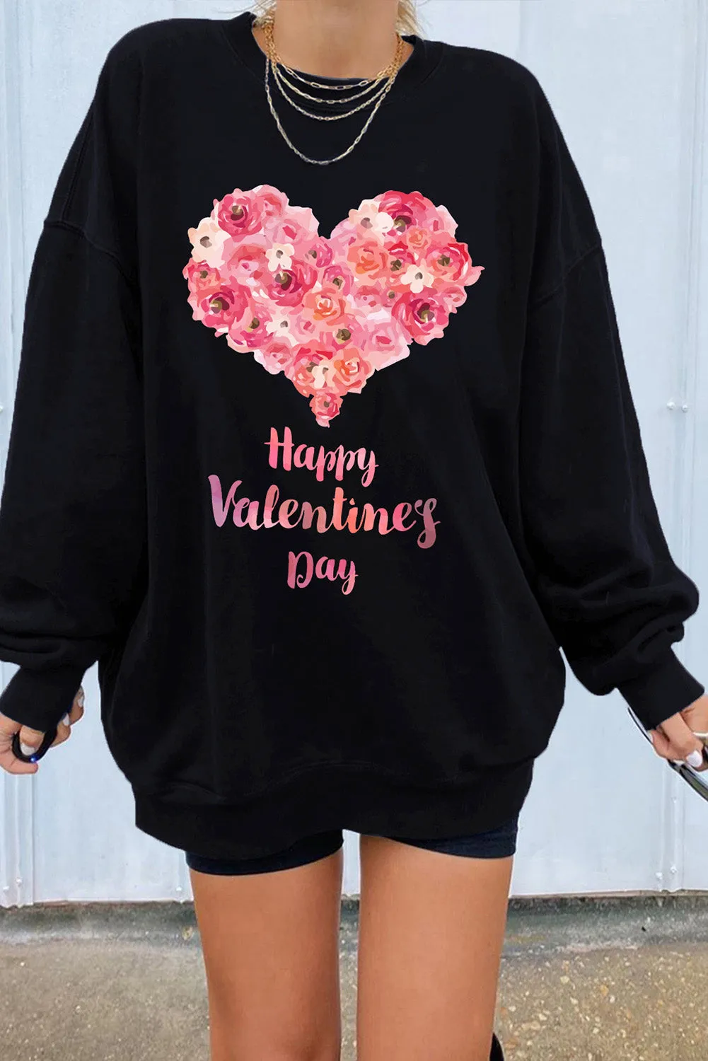 Dark Blue Oversized Solid Drop Shoulder Sweatshirt