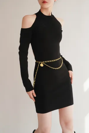 Dark Elf Cold Shoulder Knit Dress