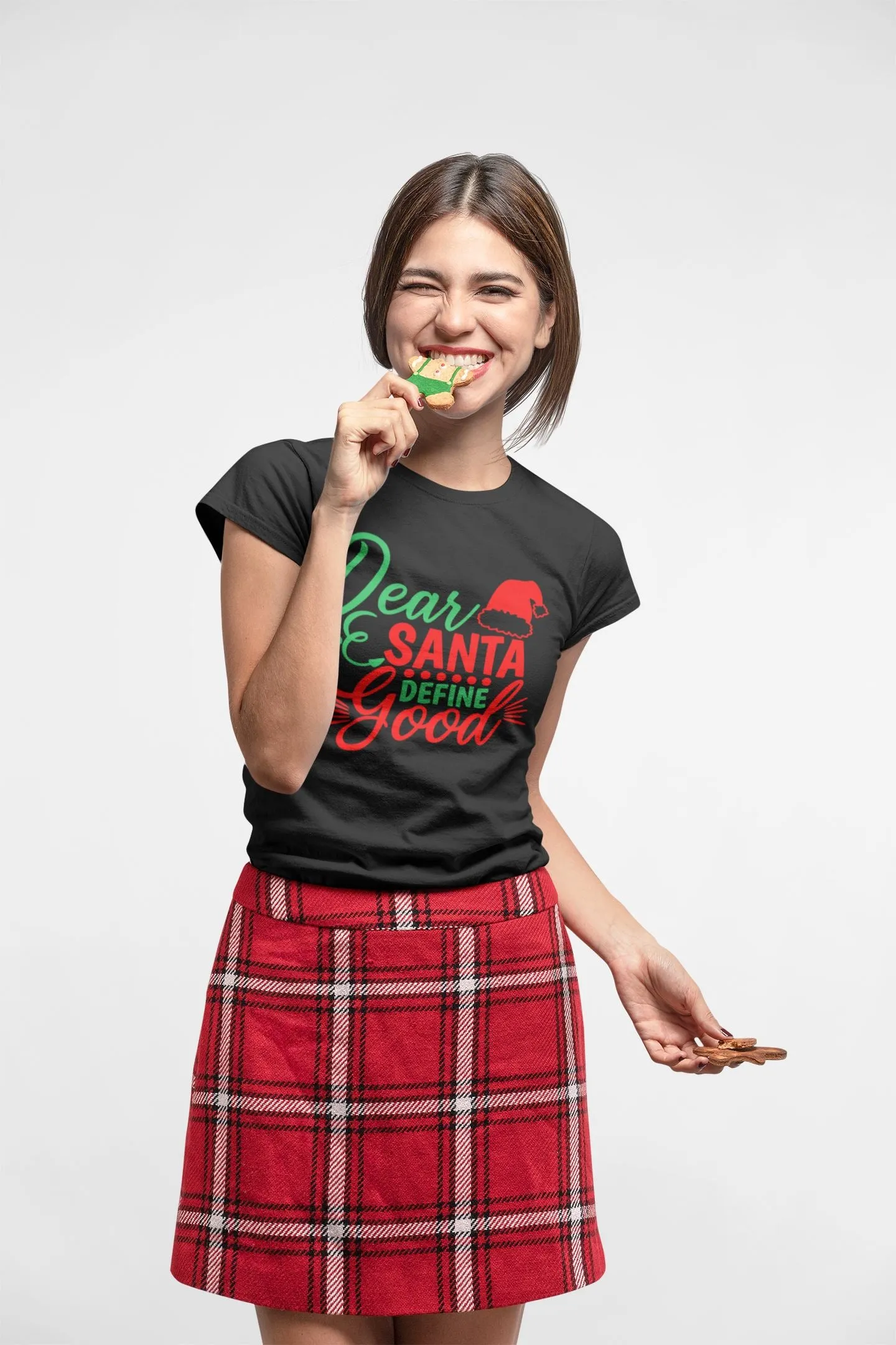 Dear Santa Define Good Funny Family Black T-shirts